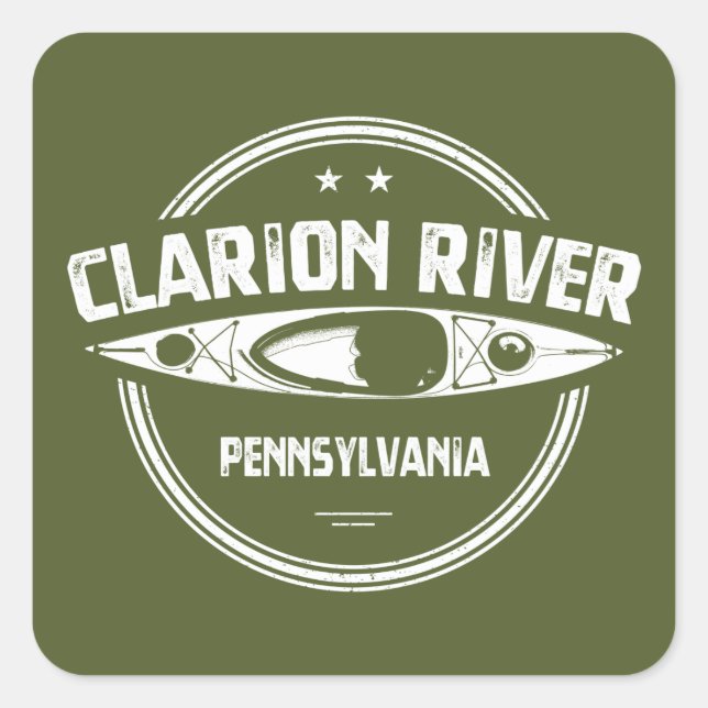 Sticker Carré Clarion River Pennsylvania Kayaking (Devant)