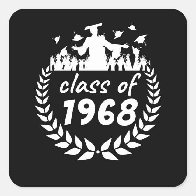 Sticker Carré classe de 1968 diplôme ou dessin de réunion par an (Devant)