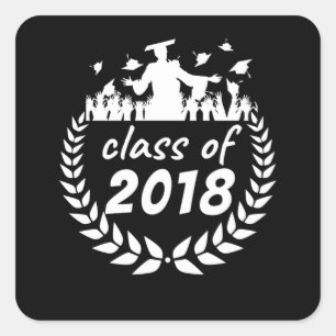 Sticker Carré classe de 2018 graduation ou reunion design par