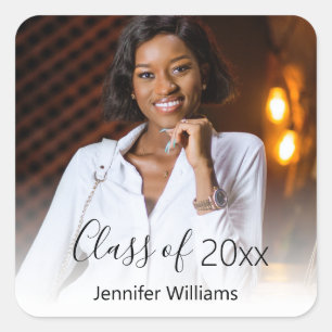 Sticker Carré classe de 20xx, graduation photo élégante chic
