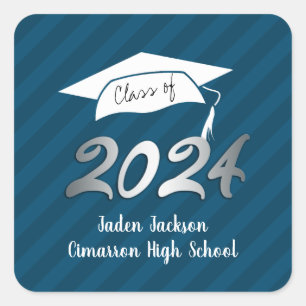Sticker Carré Classe de Faux Foil Marine et Blue 2020