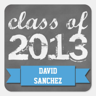 Sticker Carré Classe de graduation de tableau de bord bleu