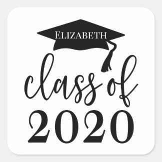 Sticker Carré Classe de graduation personnalisée de 2020