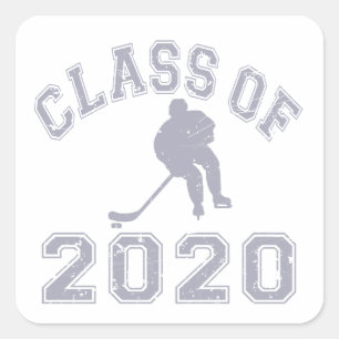Sticker Carré Classe De Hockey 2020 - Grey