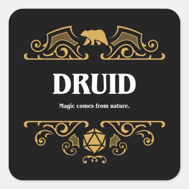 Sticker Carré Classe Druid Jeu RPG Tabletop (Devant)