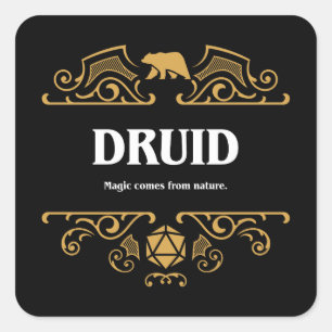 Sticker Carré Classe Druid Jeu RPG Tabletop