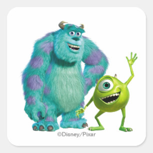 Sticker Carré Classic Mike & Sully Waving Disney