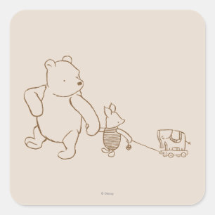 Sticker Carré Classic Winnie l'Ooh et le Piglet