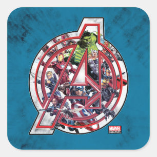 Sticker Carré Classique Avengers   Avengers dans le logo