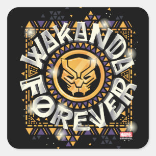 Sticker Carré Classique Avengers   Golden Wakanda Forever Graphi