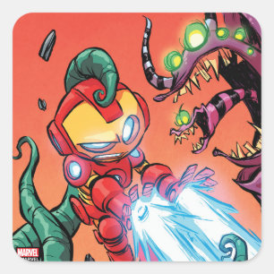 Sticker Carré Classique Avengers   Mini Monstre En Fer