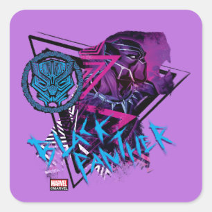 Sticker Carré Classique Avengers   Neon Black Panther Graphic