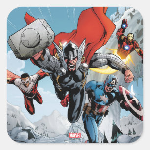 Sticker Carré Classique Avengers   Traversée À Travers Le Mont N