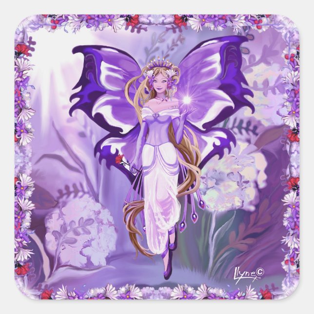Sticker Carré classique de purple Sun Fairy (Devant)