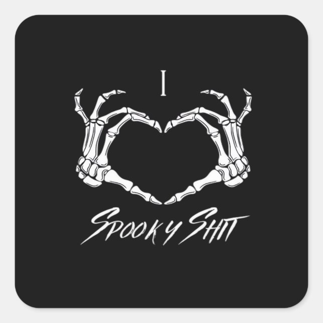 Sticker Carré Classique éffrayant - Squelette Mains Coeur (Devant)