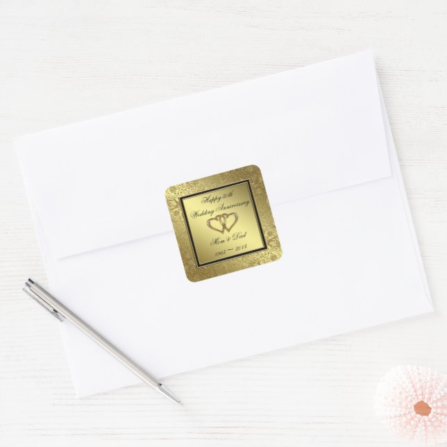 Sticker Carré classique Mariage d'or (Enveloppe)