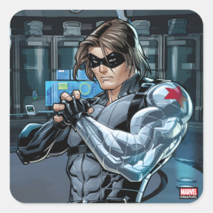Sticker Carré Classiques Avengers Winter Soldier tenant le poi