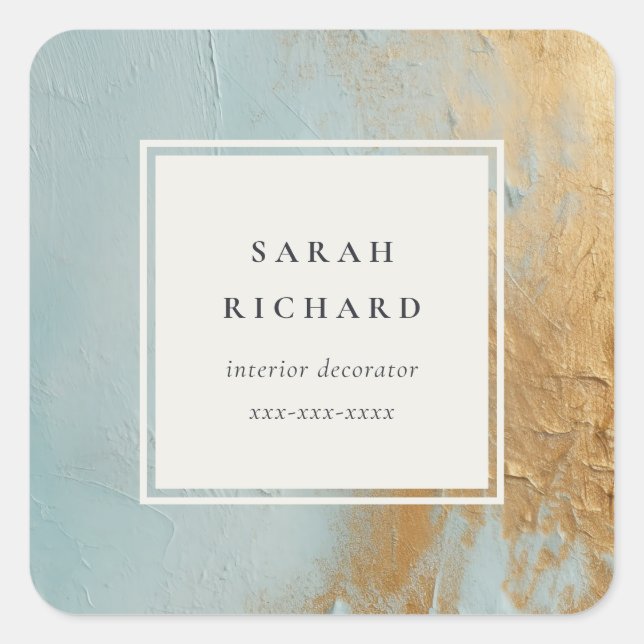 Sticker Carré Classy Artisan Blue Gold Paint Business (Devant)