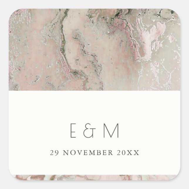 STICKER CARRÉ CLASSY ROSE DUSKY ROSE OR AGATE MONOGRAM MARIAGE (Devant)
