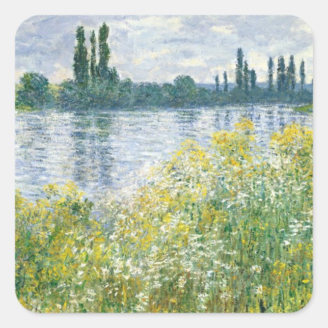 Sticker Carré Claude Monet | Bancs de la Seine, Vetheuil, 1880 (Devant)