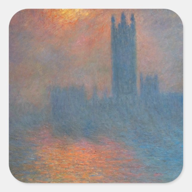 Sticker Carré Claude Monet - Chambres du Parlement Londres (Devant)