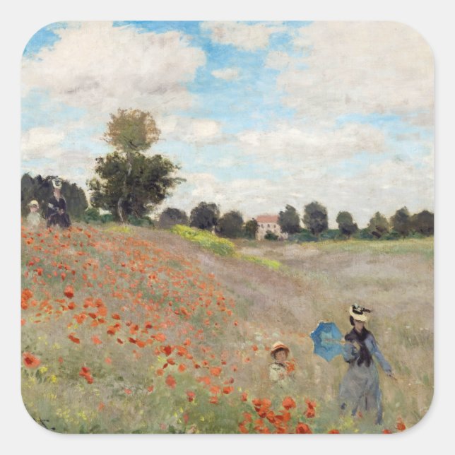 Sticker Carré Claude Monet - Champ de pavot (Devant)