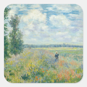 Sticker Carré Claude Monet - Champs de coquelicots près d'Argent