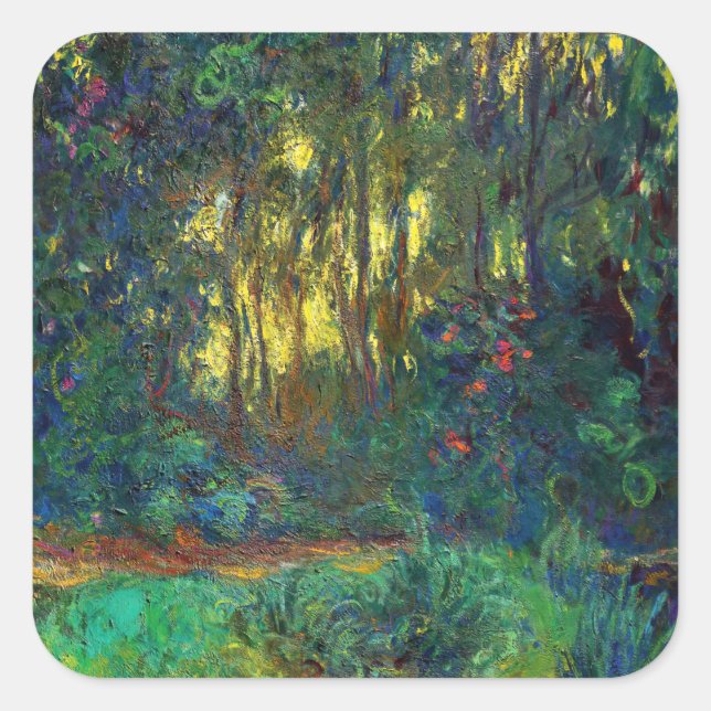 Sticker Carré Claude Monet - Coin d'un étang avec des Nénuphars (Devant)