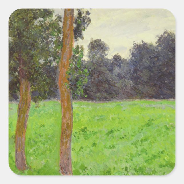 Sticker Carré Claude Monet | Deux Arbres dans la Prairie (Devant)