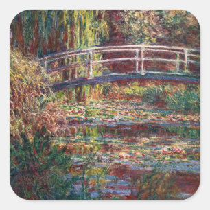 Sticker Carré Claude Monet - Eau Lily étang, Harmonie rose
