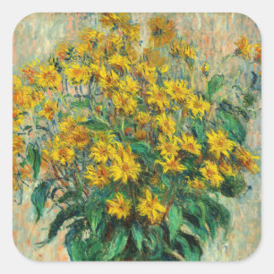 Sticker Carré Claude Monet - Fleurs d'artichauts de Jérusalem
