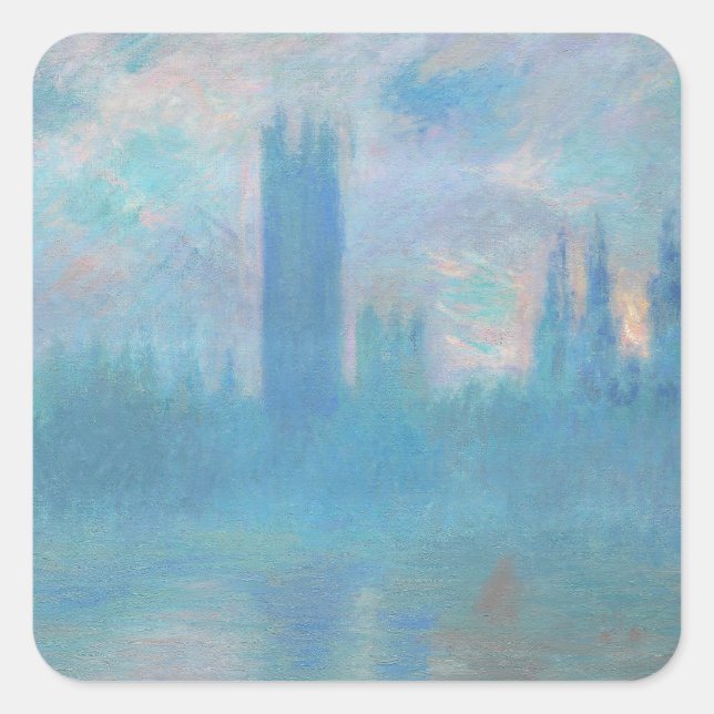 Sticker Carré Claude Monet House of Parliament Londres. Bleu (Devant)