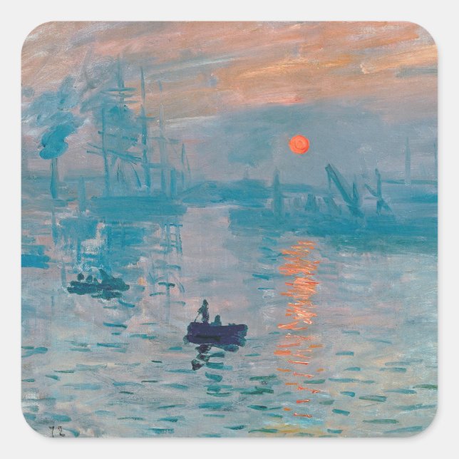 Sticker Carré Claude Monet Impression Sunrise Français (Devant)