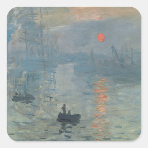Sticker Carré Claude Monet Impression Sunrise Soleil Levant
