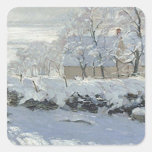 Sticker Carré Claude Monet - La peinture Magpie Classic (Devant)
