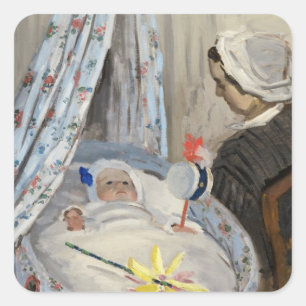 Sticker Carré Claude Monet   le berceau, Camille avec le fils