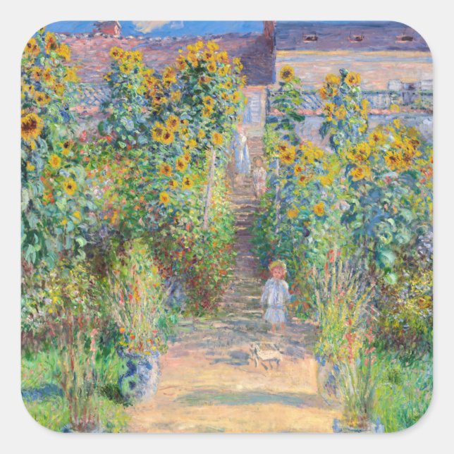 Sticker Carré Claude Monet - Le jardin de l'artiste à Vetheuil (Devant)