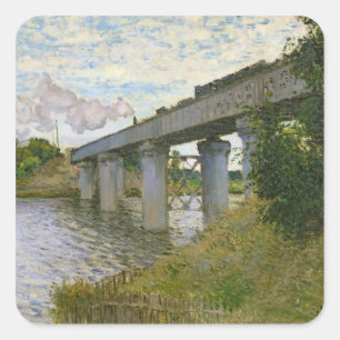 Sticker Carré Claude Monet le pont de chemin de fer à