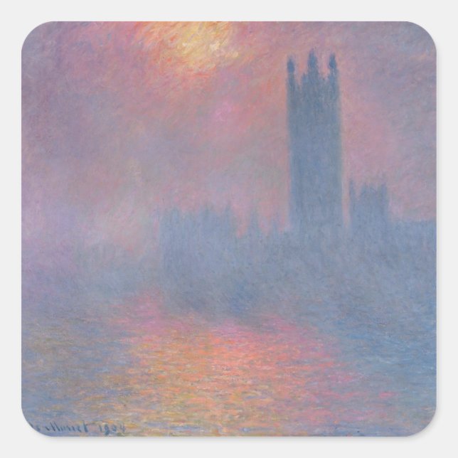 Sticker Carré Claude Monet | Les Chambres du Parlement, Londres (Devant)