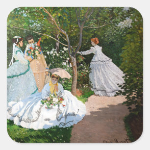 Sticker Carré Claude Monet - Les femmes dans le jardin