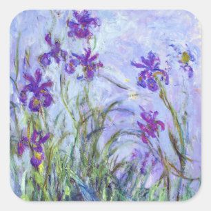 Sticker Carré Claude Monet - Lilac Irises / Iris Mauves