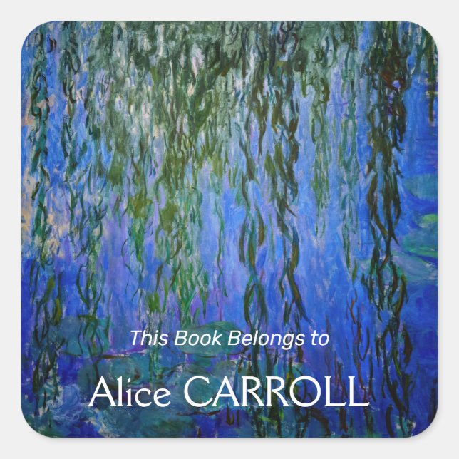 Sticker Carré Claude Monet - Lys d'eau avec saule plumant (Devant)