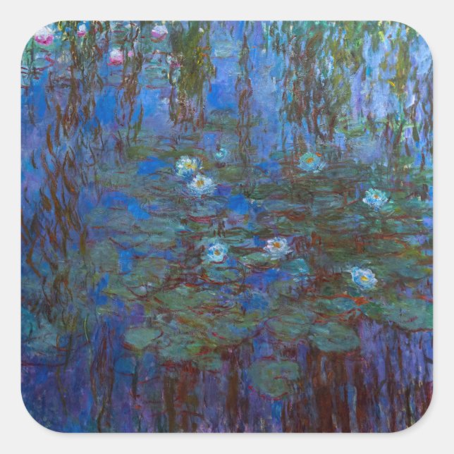 Sticker Carré Claude Monet - Lys d'Eau Bleue (Devant)