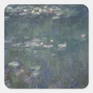 Sticker Carré Claude Monet   Nénuphars : Réflexions vertes