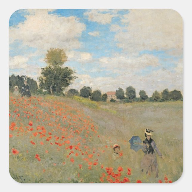 Sticker Carré Claude Monet | Poppies sauvages, près d'Argenteuil (Devant)