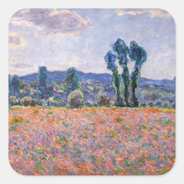 Sticker Carré Claude Monet - Poppy Field 1890 (Giverny) (Devant)