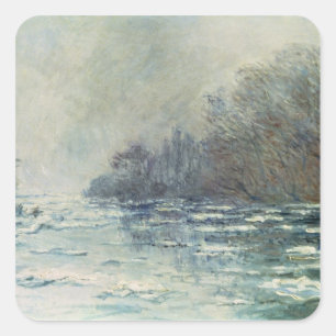 Sticker Carré Claude Monet   The Break up at Vetheuil, c.1883