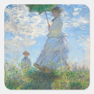 Sticker Carré Claude Monet : Une Femme Avec Un Parasol