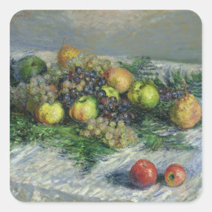 Sticker Carré Claude Monet   Vie morte avec poires et raisins