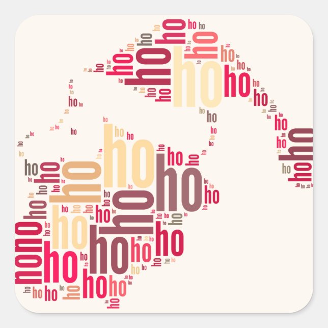 Sticker Carré Claus mot du Père Noël Ho Ho Ho (Devant)